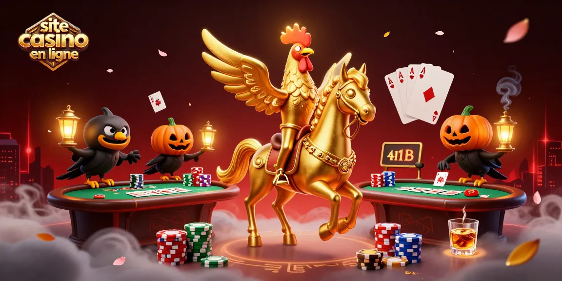 Actionner sur un site casino en ligne avec un rooster doré et des compagnons mystérieux dans un casino tard dans la nuit.
