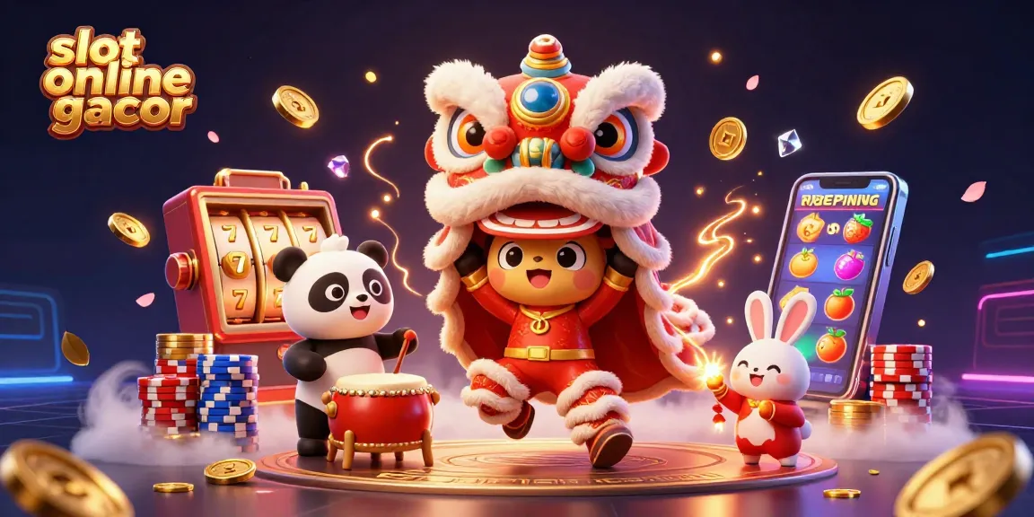 Experience thrilling gameplay with slot online gacor and vibrant casino elements in a lively illustration.