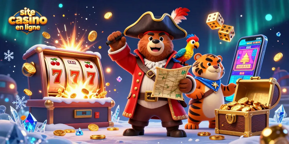 Jouez au site casino en ligne avec une scène dynamique des jeux de machines à sous et des personnages captivants.