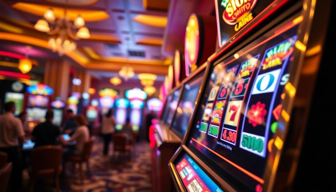Menangkan aplikasi slot di mesin kasino penuh warna dengan suasana ceria.