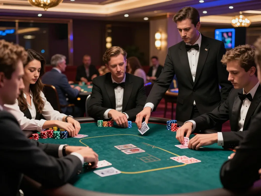 Players engaging in a high-stakes poker game, showcasing strategic gameplay at rr88co casino.