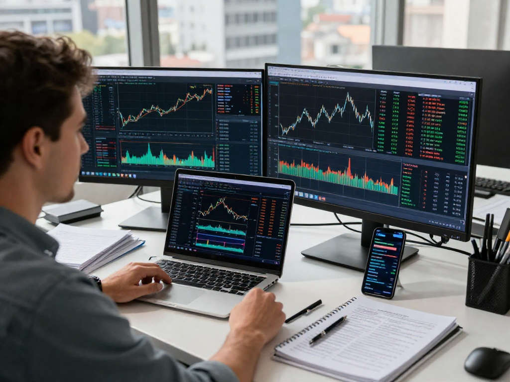 交易者使用 MetaTrader 5 分析市场趋势与金融工具