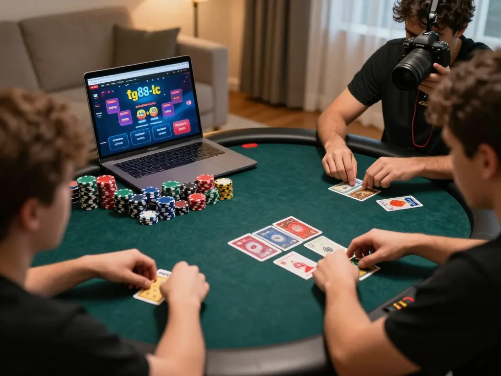 Engaging online poker action on tg88-lc with players focused on their game.