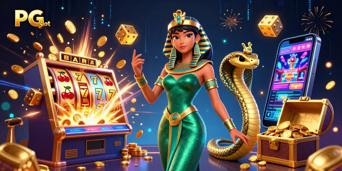 Spin vibrant PG slot reels with a dazzling woman, golden cobra, and jackpot thrills.