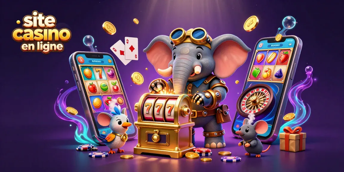 Jouer sur un site casino en ligne avec un éléphant steampunk et des fonctionnalités de machines à sous colorées.