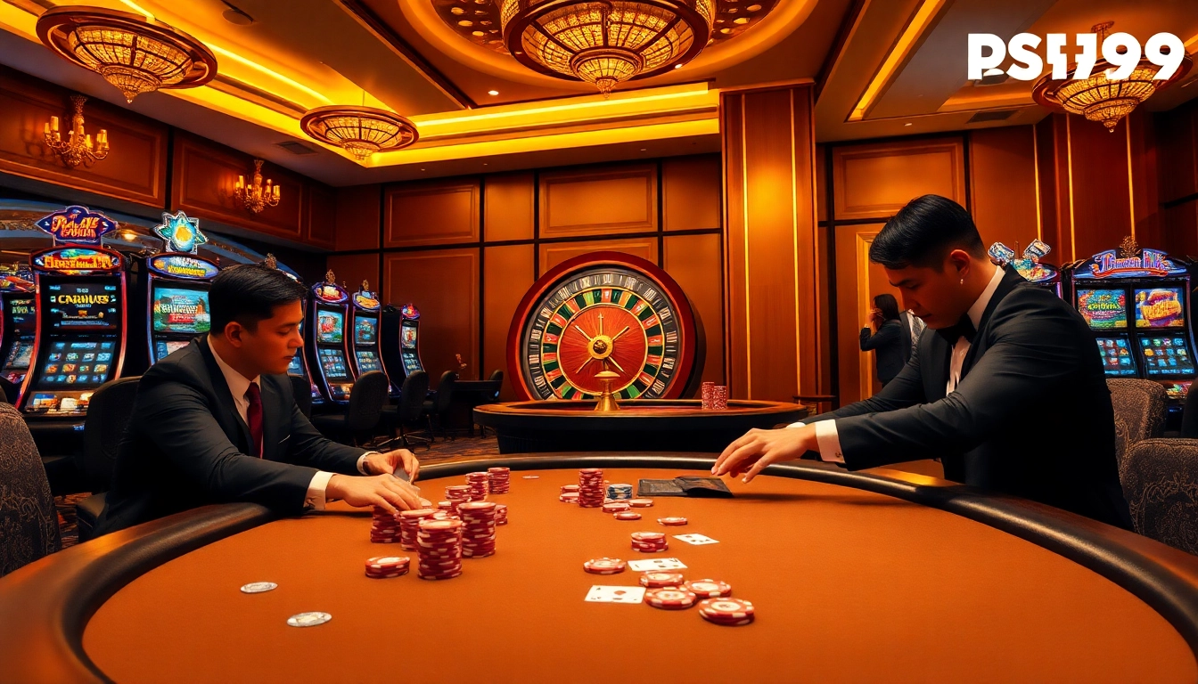 Players engaging in a thrilling poker game at the PS99 casino table.