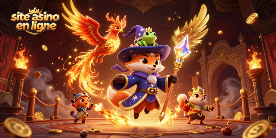 Plongez dans l'univers d'un site casino en ligne avec un magicien et un phœnix flamboyant.
