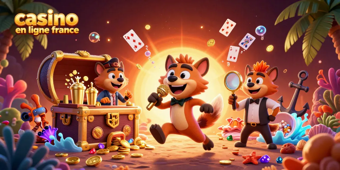 Illuminez le monde du casino en ligne France avec une scène fantastique amusante animée.