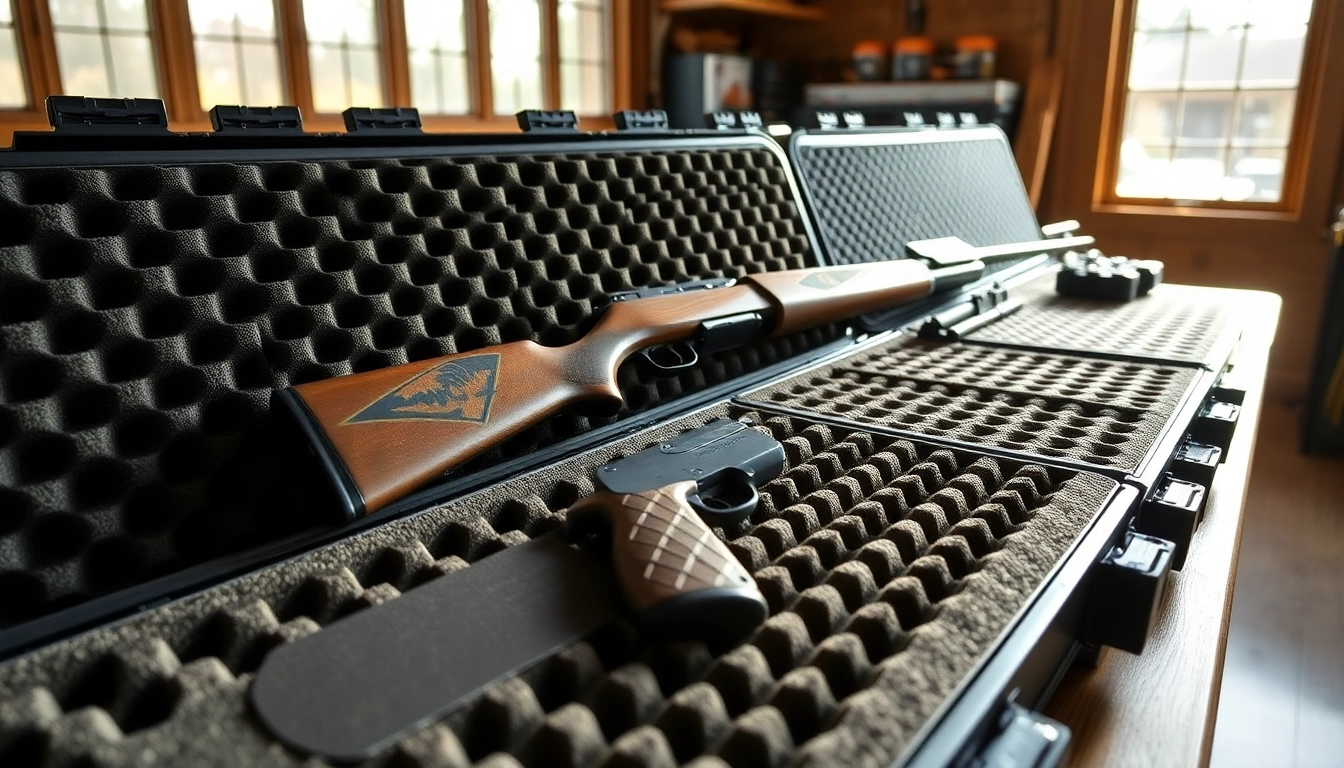 Foam for rifle case displaying custom foam inserts arranged for optimal protection.