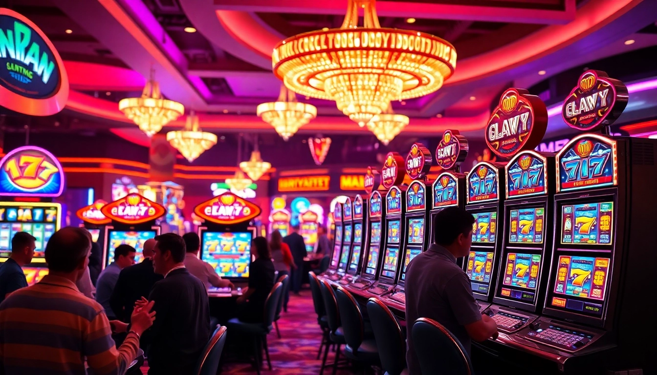 Rasakan keseruan bermain slot 777 di mesin kasino yang cerah dan ramai.