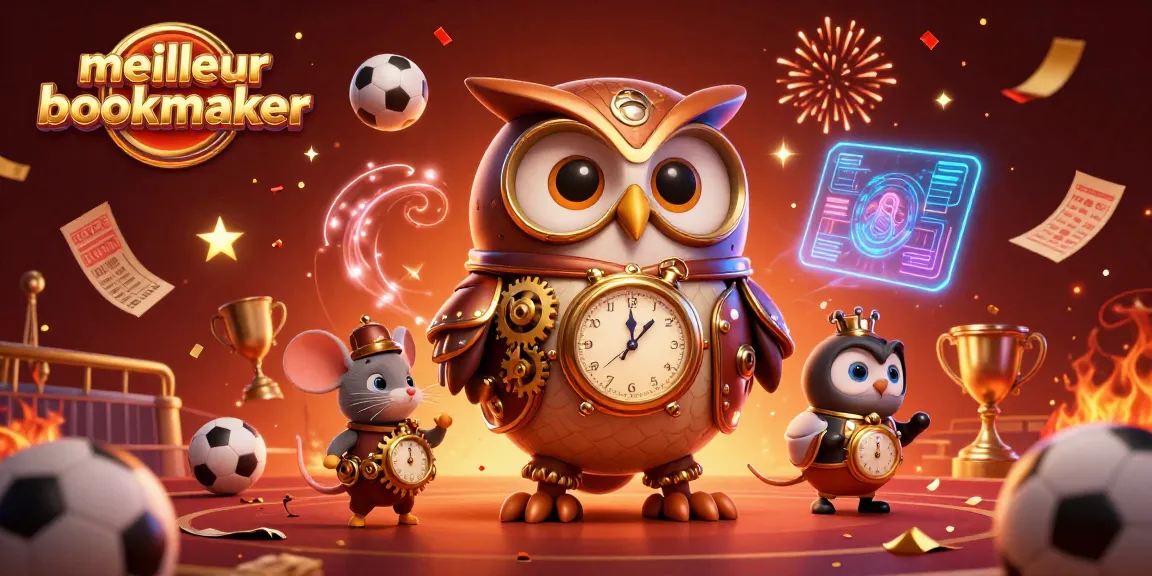 Pariez sur le meilleur bookmaker avec animation vibrante d'un hibou steampunk et une souris, l'univers des paris sportifs.