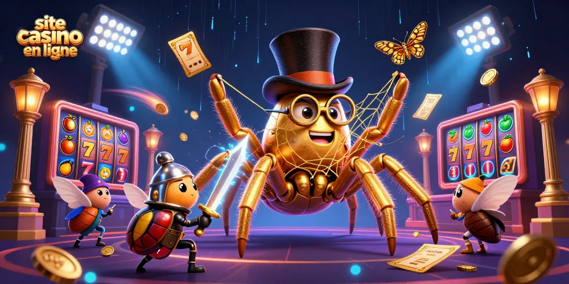 Profitez d'une illustration riche en détails d'un site casino en ligne avec des personnages animés dans un univers vibrant