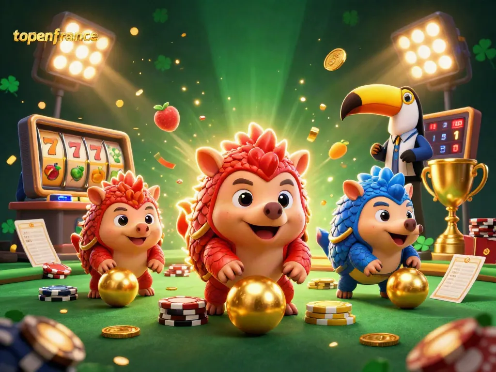 Pangolin rival dalam suasana topenfrance, bermain slot dengan elemen kasino yang ramai.