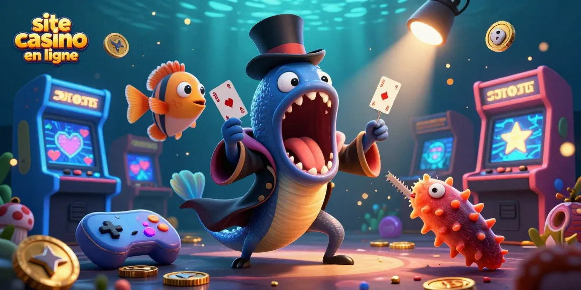 Une illustration immersive de site casino en ligne avec un poisson-lanterne et un mur à poissons, créant une magie sous-marine.
