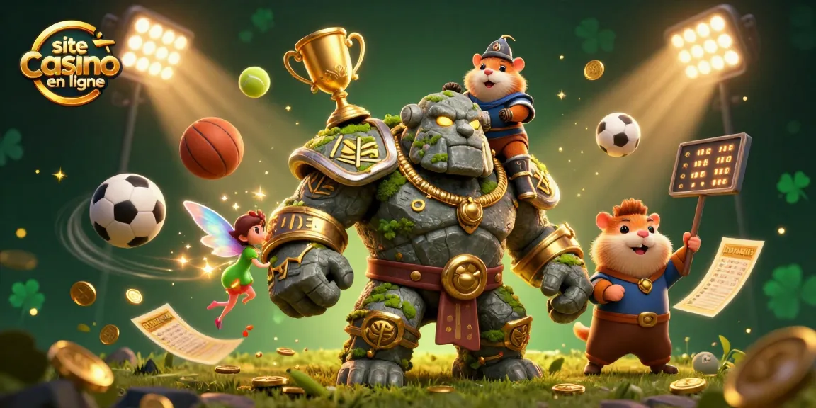 Animation magique avec un golem et un hamster chevalier pour site casino en ligne