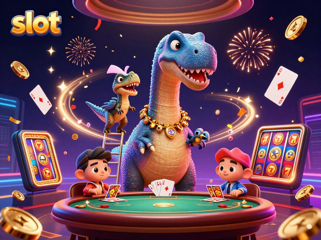 Experience the thrill of slots with cascading coins and vibrant game elements in this 3D casino illustration.