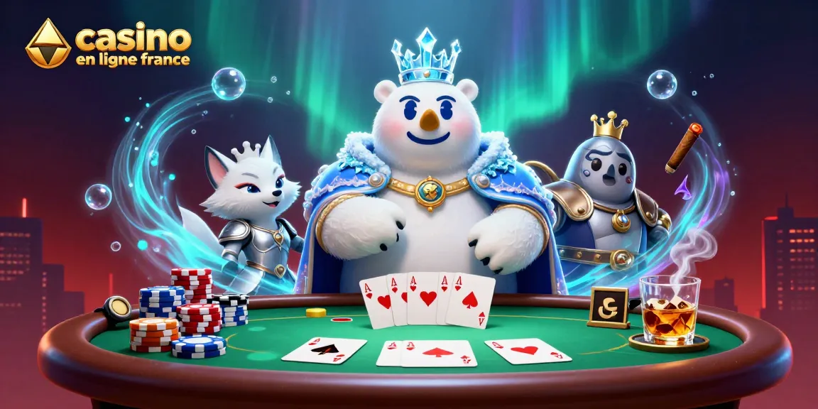Explorez les sensations du casino en ligne France avec des personnages captivants jouant au poker.