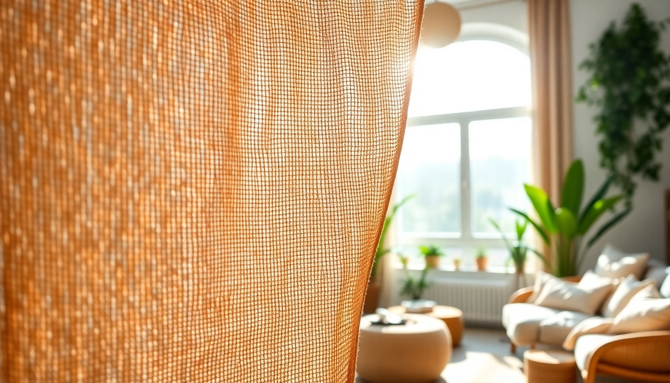 Jute stof presenteert een stijlvolle en duurzame decoratieve stijl in een helder interieur.