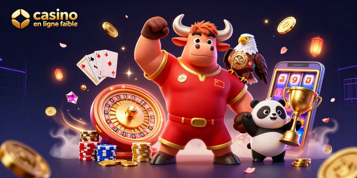 Profitant des gains au casino en ligne fiable avec un panda gagnant et un taureau fort.