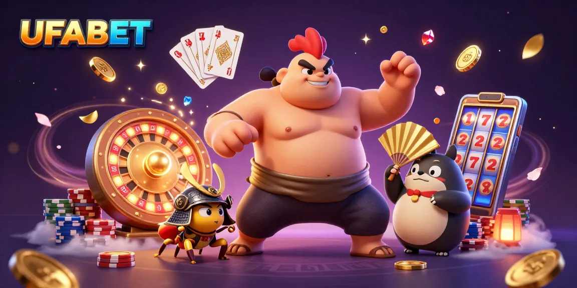 Experience thrilling gameplay with UFABET in a vibrant 3D lottery and casino scene.
