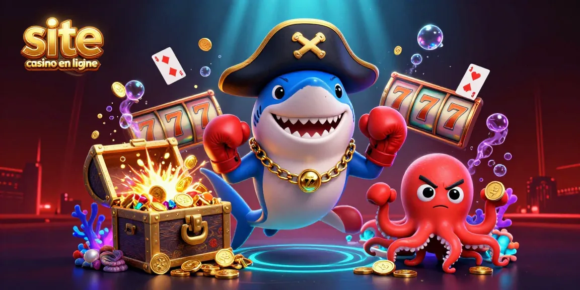 Plongez dans l'univers du site casino en ligne avec un requin pirate et des jeux captivants.