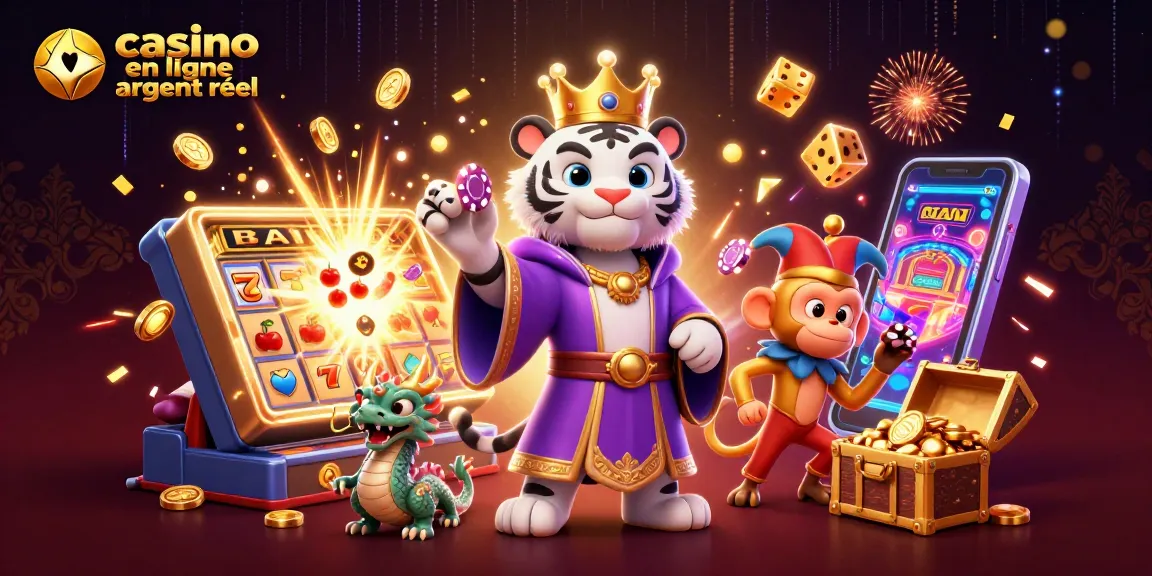 Jouer à un casino en ligne argent réel avec un tigre royal, un singe jongleur et un dragon jade dynamisant l'expérience.