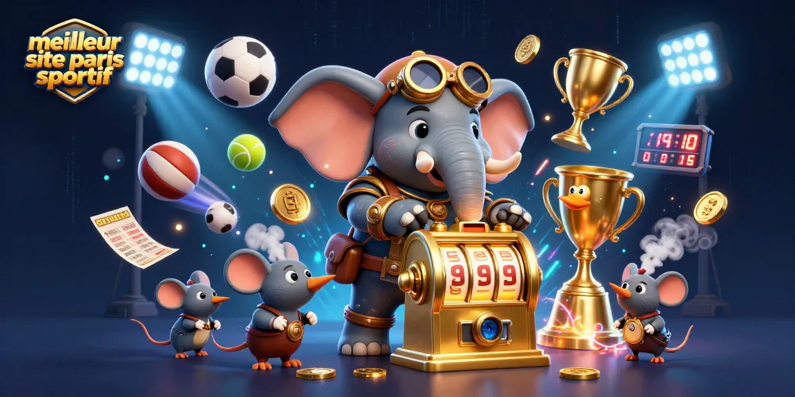 Pariez sur le meilleur site de paris sportif avec une illustration dynamique d'un éléphant ingénieur steampunk en action.
