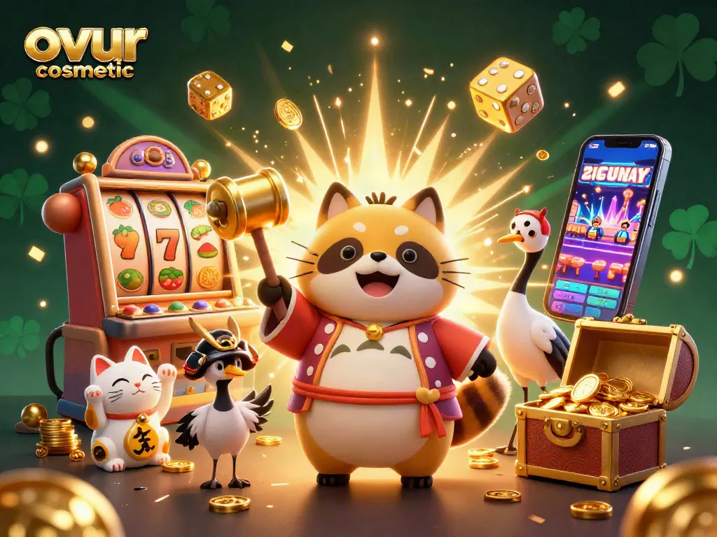Spin and win with ovur cosmetic-themed fun in this vibrant casino illustration!
