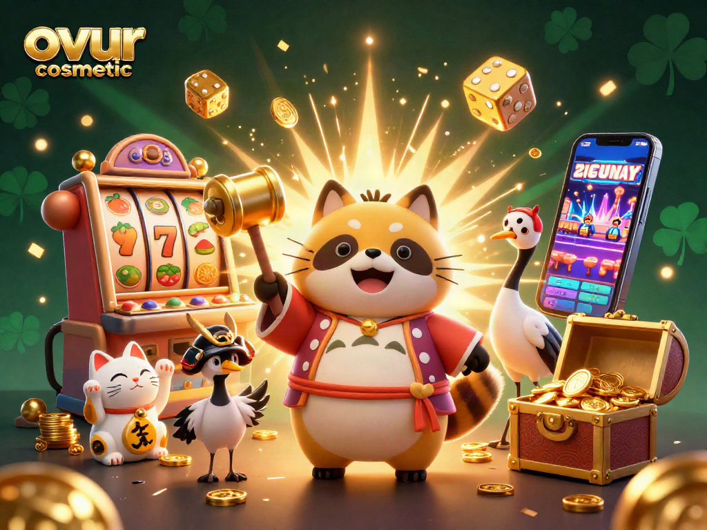 Spin and win with ovur cosmetic-themed fun in this vibrant casino illustration!
