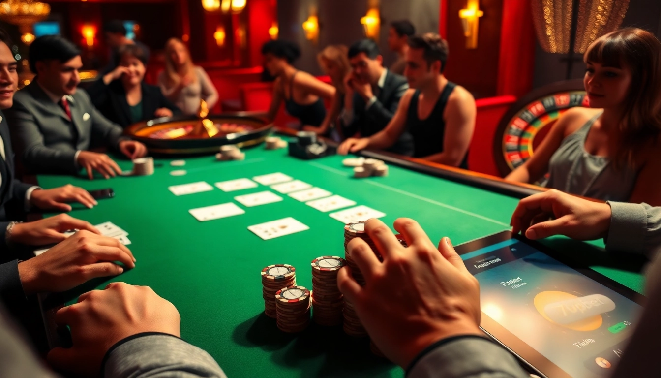 Experience thrilling action at 7upbet with dynamic casino scenes featuring poker and roulette gameplay.