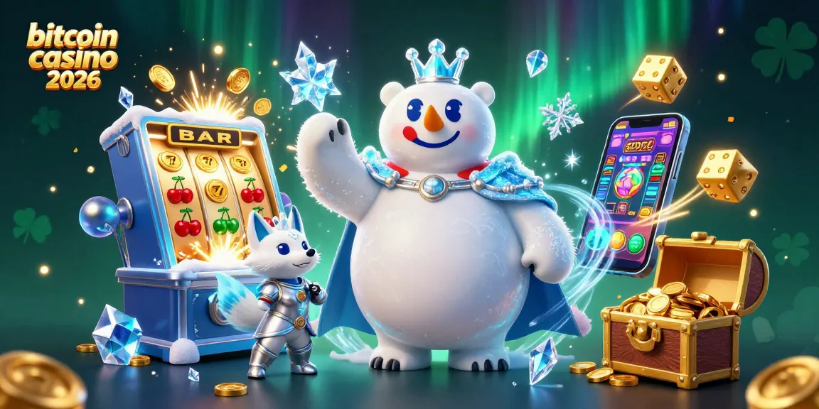 Gioca ai bitcoin casino 2026 con emozionanti slot e jackpot esplosivi in un'illustrazione vivace.