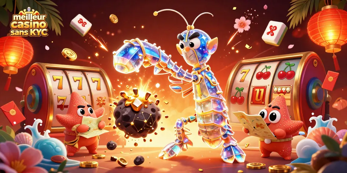Jouez au meilleur casino sans KYC avec une illustration captivante de samouraï extraterrestre et machines à sous scintillantes.