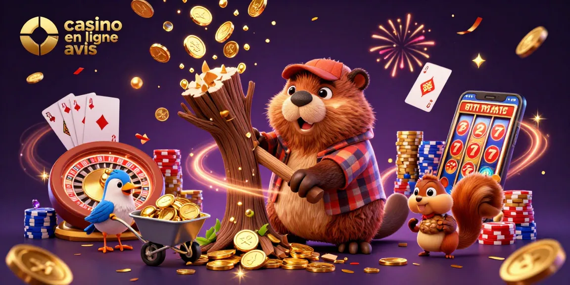 Profitez d'avis sur les casinos en ligne dans cette illustration vibrante de jeux de casino.