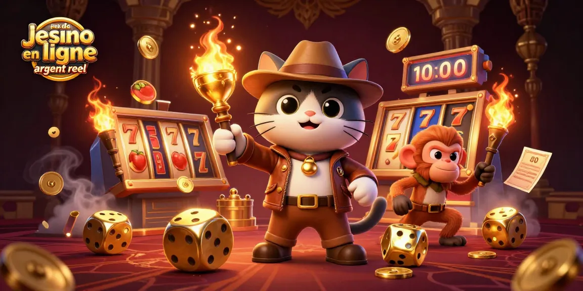 Visualisez des jeux de casino en ligne argent réel avec un chat archéologue découvrant des artefacts dorés.