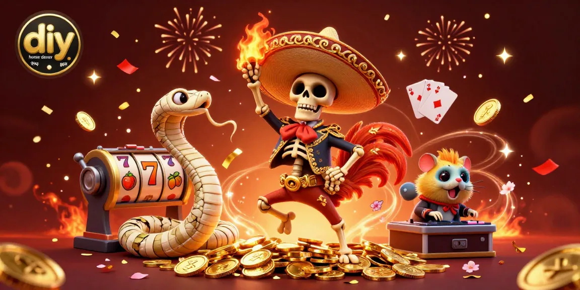 dancing skeleton rooster wins at the casino in a vibrant diy home décor blog illustration