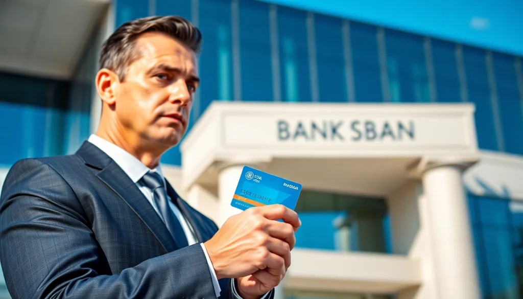 카드깡에 대한 의심을 나타내는 비즈니스맨이 신용카드를 쥐고 있는 모습