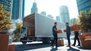 Best Toronto Movers efficiently loading a truck with furniture in a vibrant urban setting.