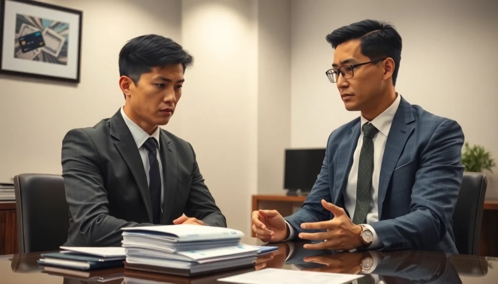 카드깡에 대한 심각한 대화를 나누는 두 사람의 모습