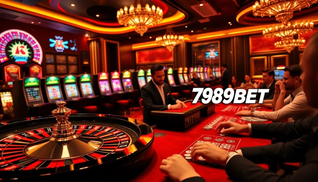 Engaging in a thrilling casino game at 789BET featuring a roulette wheel and excited players.