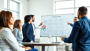 A business meeting focusing on Bid-No-Bid Analysis with professionals engaged in discussion.