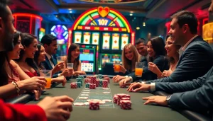 Engaged players strategizing at a poker table using 상품권신용카드 for their excitement at the casino.