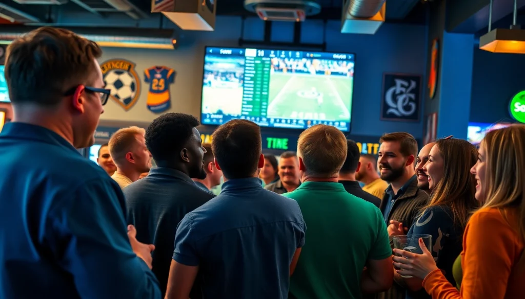 Exciting atmosphere of sports betting sites Georgia showcasing bettors engaging with live sports action.