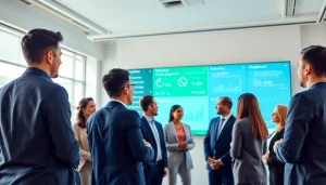 Showcasing a team using WhatsApp Business CRM in a dynamic office setting for effective communication.