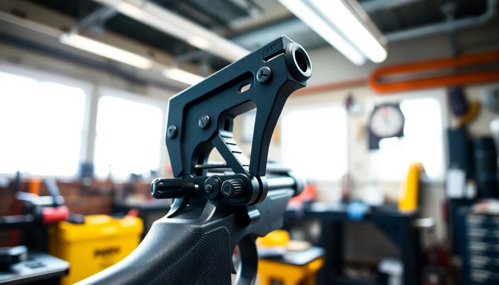 Alamo 15 trigger for sale highlighting precision craftsmanship in a professional setting.