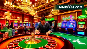 Experience thrilling casino action at https://mm88.team/ with lively roulette, poker chips, and vibrant slot machines.