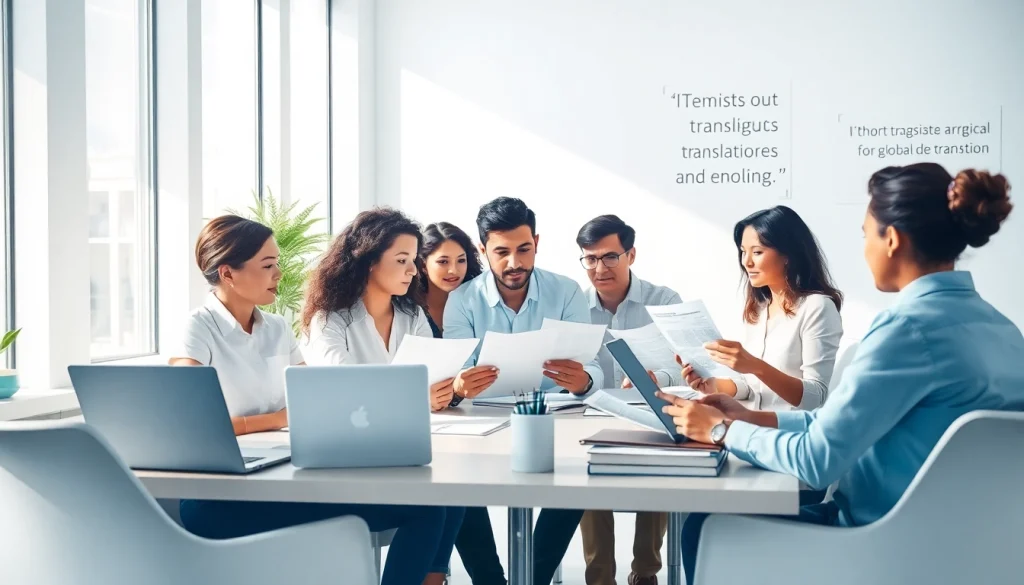 Des professionnels collaborant dans une agence de traduction, mettant en évidence les services d'une agence de traduction.