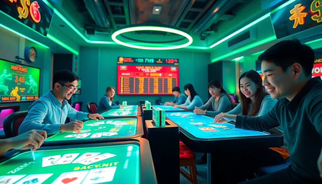 Online gaming excitement at gamebaidoithuong.com.vc with players winning prizes in vibrant digital card games.