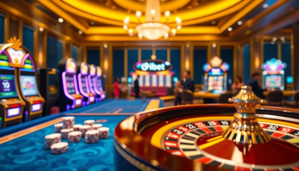 I9bet online casino showcasing vibrant gaming elements and luxury atmosphere