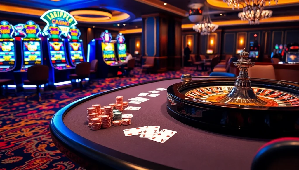 Engage in exciting gameplay at https://www.kjc.global/ with vibrant casino tables, thrilling poker chips, and dynamic roulette wheels.