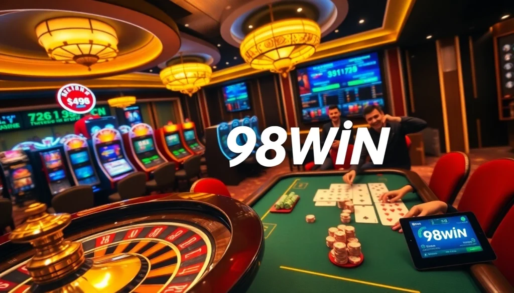 Experience thrilling gambling with the link vào 98win at a vibrant casino table.
